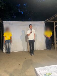 キャンピィ大東夏季オープニングセレモニーで挨拶をさせていただく土井かずよし