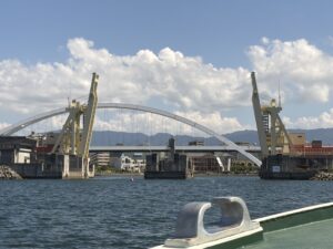 船上から視察した岸和田水門